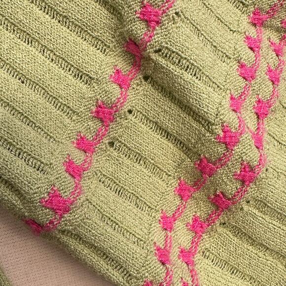 SOLD Vintage Y2K Dbline fitted Cardigan Green Pink Preppy embroidered fairy - Picture 2 of 11